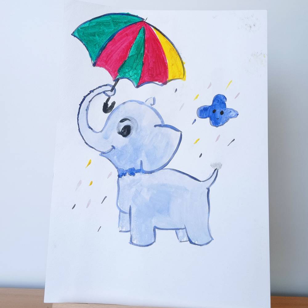 Elephant in the rain